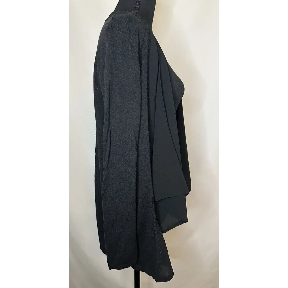 Soft Surroundings Black Open Front‎ Cardigan Cotton Blend Women's MEDIUM